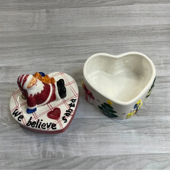 “We Believe Santa” Vintage 2000’s Palm Tree Co Christmas Ceramic Candy Dish Box - Picture 3 of 15